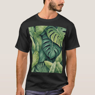 T-shirt Art Abstrait feuille tropical arrière - plan.