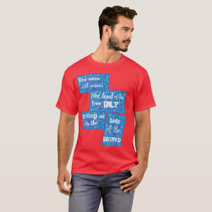 T-shirt art abstrait patriotique terre de patchwork libre