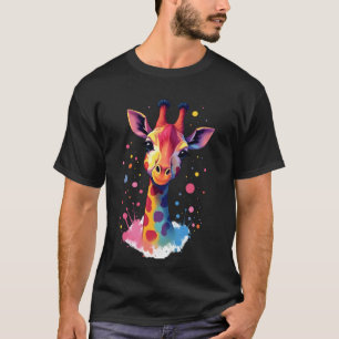 T-shirt art animalier africain Le girafe coloré pour drôle