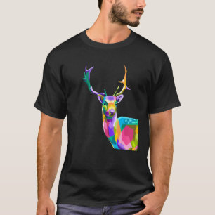 T-shirt Art animalier cerf polygone coloré
