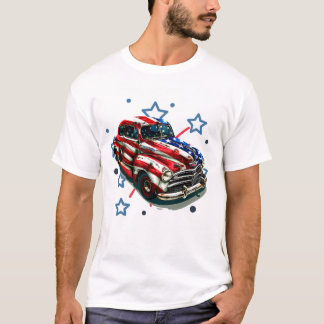 T-shirt Art Automobile Rétro Patriotique