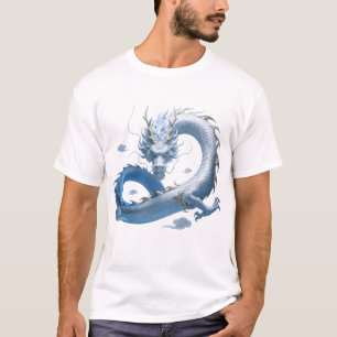 T-shirt Art Blue Dragon   Esthétique Fantastique Mythique 