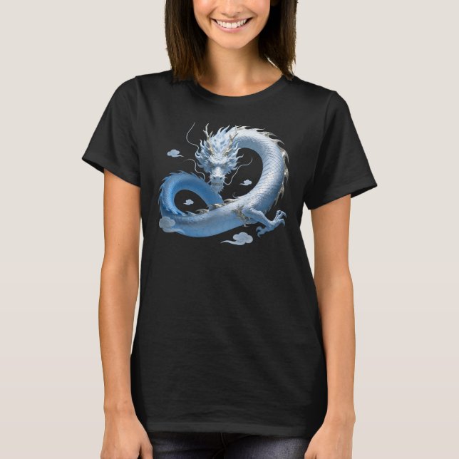 T-shirt Art Blue Dragon | Esthétique Fantastique Mythique  (Devant)