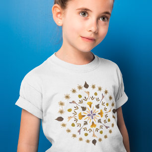 T-shirt Art botanique mandala fleurs pressées
