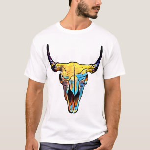 T-shirt Art bovin abstrait d'animal de crâne de Taureau