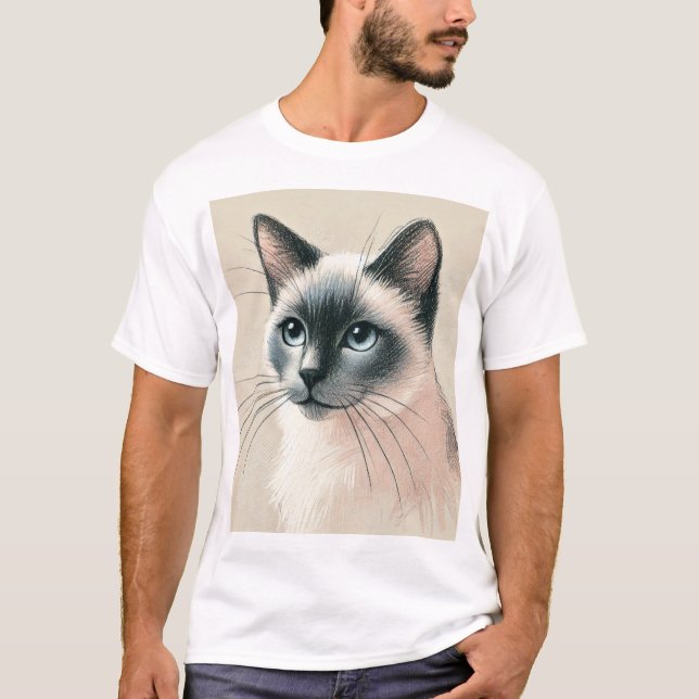 T-shirt Art Chat Siamese - Joli cadeau Pet Lover (Devant)