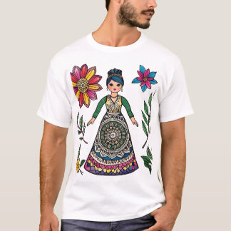 T-shirt Art Coloré – Modèle de Fleur Spirituel Bohème