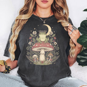T-shirt Art cottagecore de grenouille sur lune champignon
