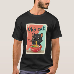 T-shirt Art culinaire asiatique bol de nouilles Pho Cat