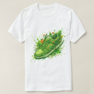 T-shirt Art de basket floral vert