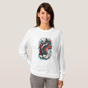 T-shirt Art de carpe Koi japonais à manches longues