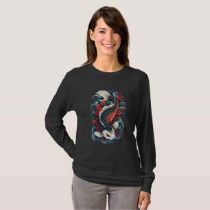 T-shirt Art de carpe Koi japonais à manches longues
