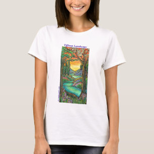 T-shirt ART de conception en verre souillé de paysage de