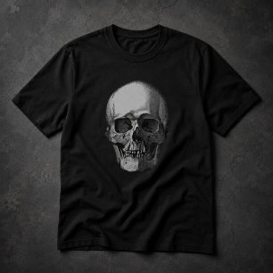 T-shirt Art de crâne noir et blanc 