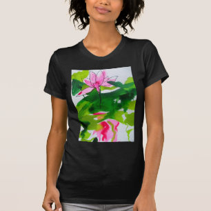 T-shirt Art de fleur d'aquarelle abstraite de nénuphar