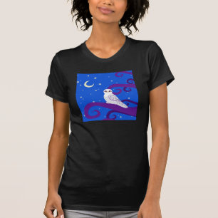 T-shirt Art de forêt de nuit de croissant de lune de hibo