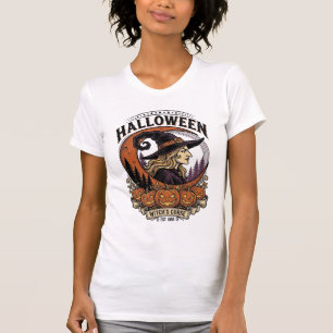 T-shirt Art de gravure de lune de citrouille d'Halloween d