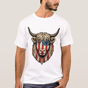 T-shirt Art de gravure vintage de vache des Highlands patr