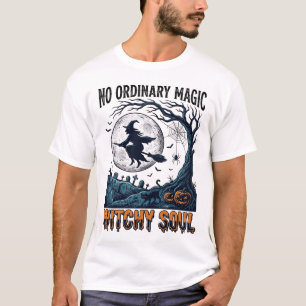 T-shirt Art de Halloween ensorcelé Gravure vintage Scène d