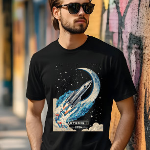 T-shirt Art de la fusée cosmique de la mission Artemis II 