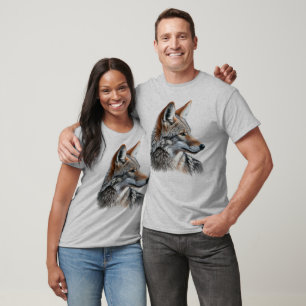 T-shirt Art de la nature animale coyotes sauvages aquarell