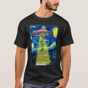 T-shirt Art de la nuit étoilée de Van Gogh, chat de galaxi