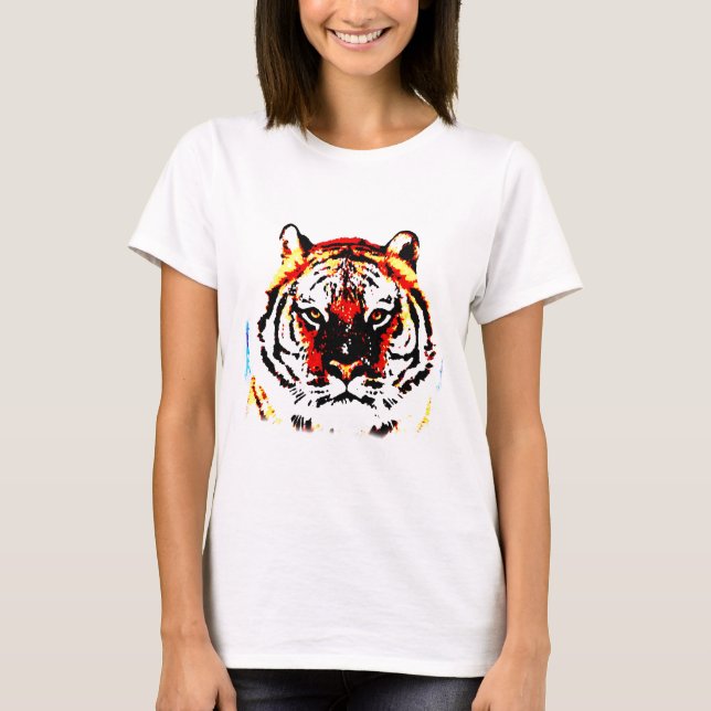 T-shirt Art de la pop tigre sauvage (Devant)