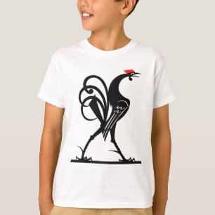 T-shirt Art de la silhouette de coq abstrait