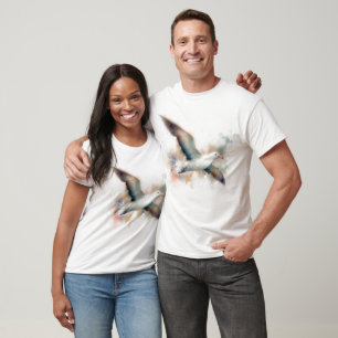 T-shirt Art de l'albatros en aquarelle volante