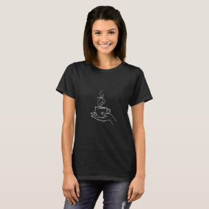 T-shirt Art de ligne de café minimaliste _ Amour du café