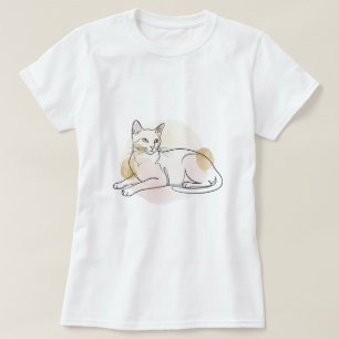 T-shirt Art de ligne minimaliste de chat pour amateur de c