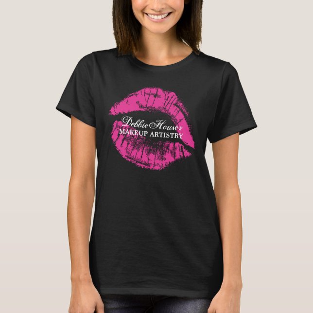 T-shirt Art de maquillage avec la chemise rose de tache de (Devant)
