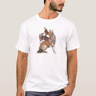 T-shirt Art de nature animale de coyotes d'hurlement