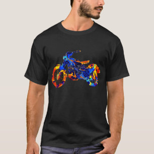T-SHIRT ART DE PEINTURE COLORÉE MOTOCROSS