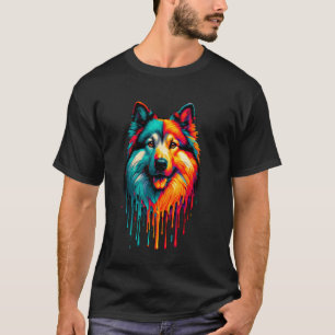 T-shirt Art de peinture qui coule Norwegian Elkhound