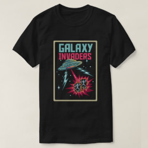 T-shirt Art de pixel rétro Néon rose et sarcelle Galaxy In