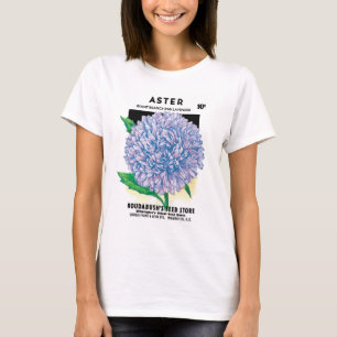 T-shirt Art de pochette de graines vintage, fleurs d'aster