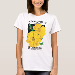 T-shirt Art de pochette de graines vintage, fleurs de Core