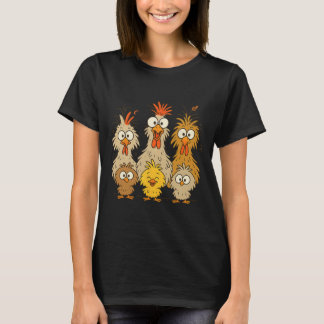 T-shirt Art de poulet coloré drôle et impatient Poules fol