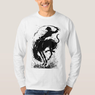 T-shirt Art de silhouette de rodéo de cow-boy dynamique