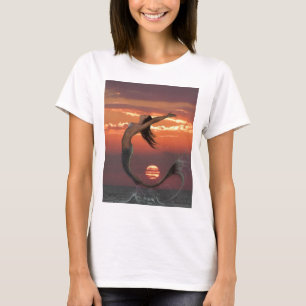 T-shirt Art de sirène de danse de coucher du soleil