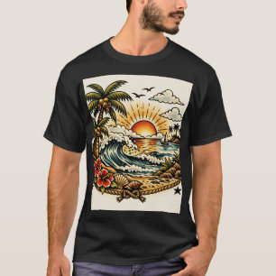 T-shirt Art de tatouage paradis tropical Sailor Jerry