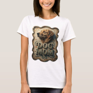 T-shirt Art de texte 3D argenté emblématique CHIENNE MAMAN