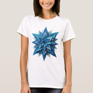 T-shirt Art de texte 3D en argent vif ÉTOILE BLEUE