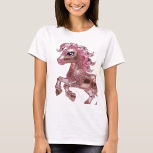 T-shirt Art de texte 3D Licorne Rose Or Argenté Edge