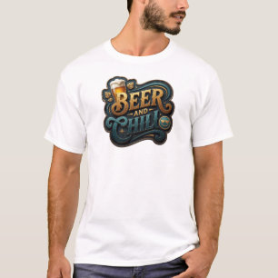 T-shirt Art de texte 3D orange audacieux BIÈRE ET SE DÉTEN