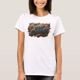 T-shirt Art de texte 3D rose dynamique STAY FOCUSED