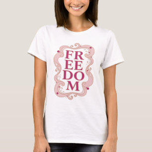 T-shirt Art de texte 3D Stylé Rose LIBERTÉ