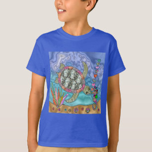 T-shirt Art de tortue marine hippocampe psychédélique