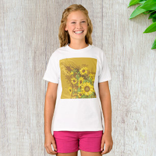 T-shirt Art de tournesol grunge gras floral rustique jaune